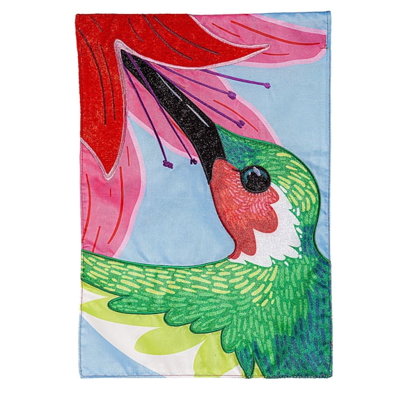 Big Hummingbird Applique House Flag