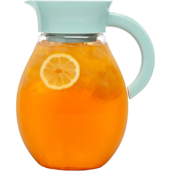 The Big Iced Tea Maker and Infuser, Plastic Beverage Pitcher with Leak Proof, Airtight Lid, Fine Mesh Reusable Filter, Made without BPA, Dishwasher Safe, Aqua