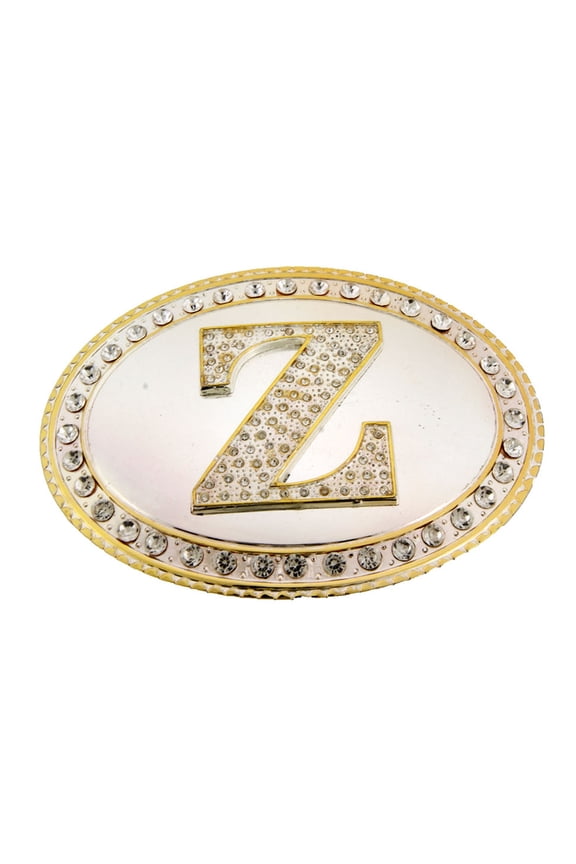 Big Initial Z Letter Alphabet Belt Buckle Western Cowboy Rodeo Gold Silver Shiny