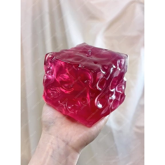 Big Jelly Cheese Stress Ball, Transparent & Frosted Jumbo Cheese Cube Buttery-Feel Shapeable Squeeze Ball ASMR Sensory & Anxiety Relief, Fidget Gadget for Adults Desk & Travel