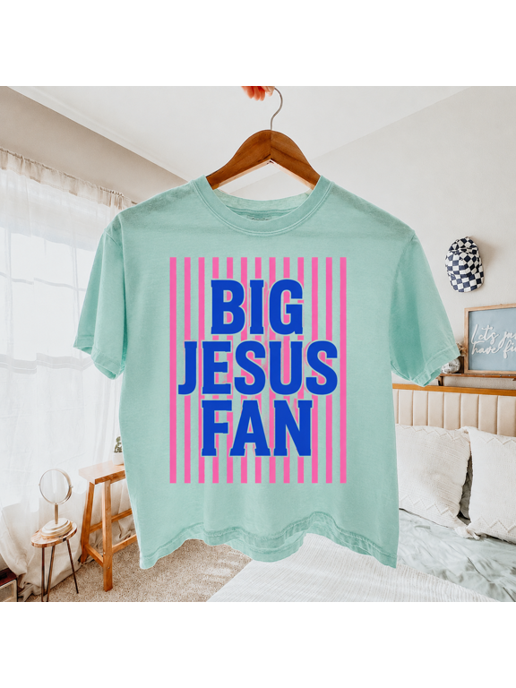 Big Jesus Fan Comfort Colors Shirt, Bold Christian Faith Graphic Tee, Religious Jesus Lover Gift for Men and Women
