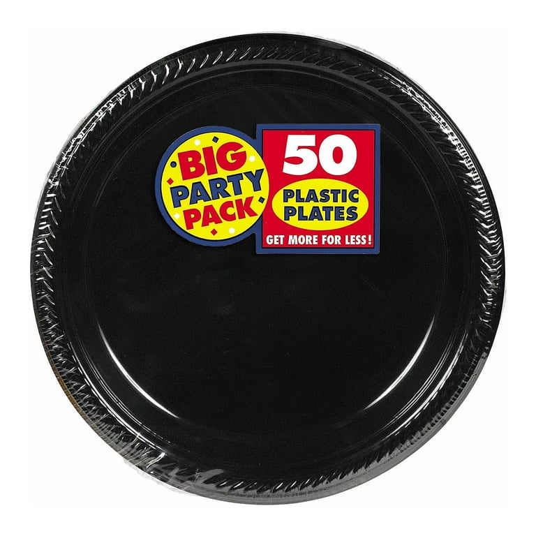 Big Jet Black Plastic Plates 10.25