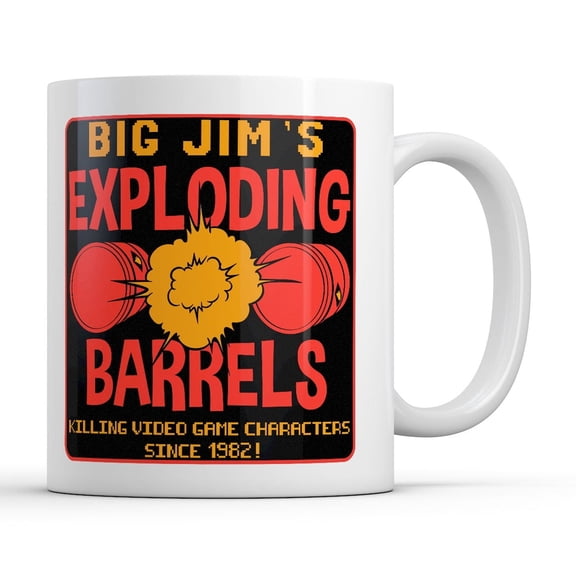 Big Jims Exploding Barrels Mug Funny Sarcastic Video Game Graphic Novelty Coffee Cup