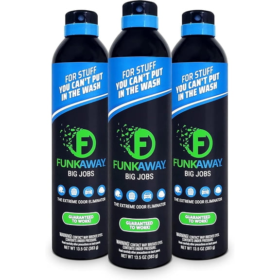 Big Jobs Aerosol Spray, 13.5 oz., 3 Pack, Extreme Odor Eliminator Spray, Ideal for Shoe Smells, Pet Odors and Large Stuff that Won't Fit in the Wash; Attacks Musty Odors at the Source