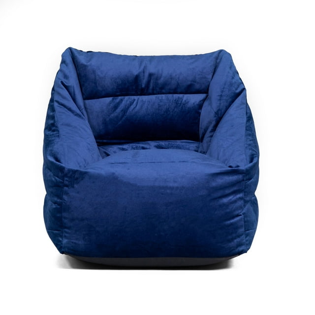 Big Joe Aurora Bean Bag Chair, Deep Navy Velvet, Soft Polyester, 2.5 feet