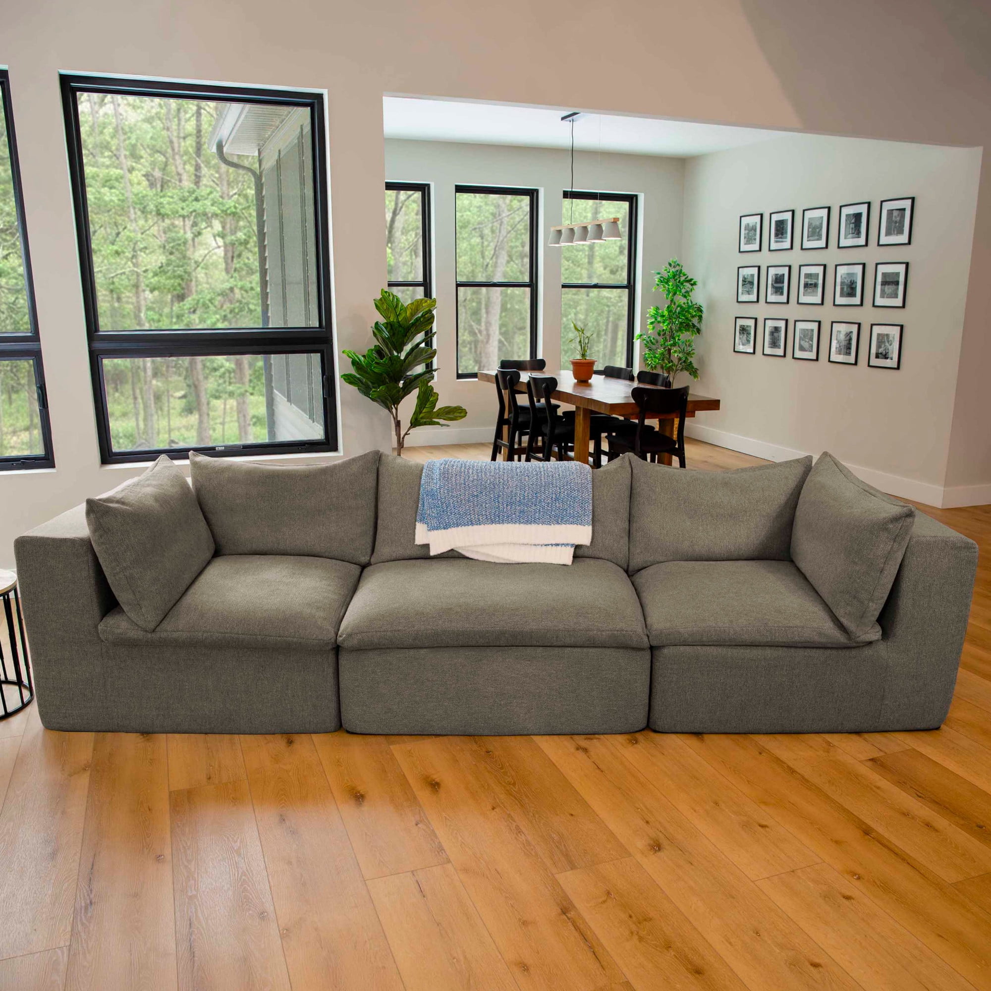 Big Joe Averra Sectional Couch for Living Room, 3 Piece Sofa, Misty Gray