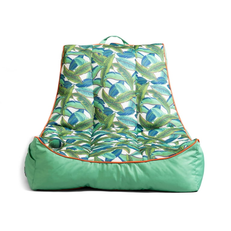 Big Joe Captain s Float No Inflation Needed Pool Float with Drink Holder Tropical Palm Green Double Sided Mesh Quick Draining Fabric 3 feet