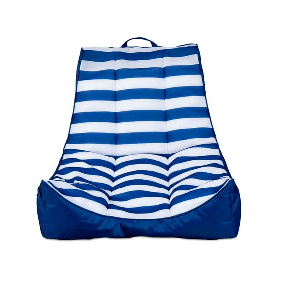 Big Joe Captain's Float No Inflation Needed Pool Lounger, American Nautical Stripe Double Sided Mesh, Quick Draining Fabric, 3 feet