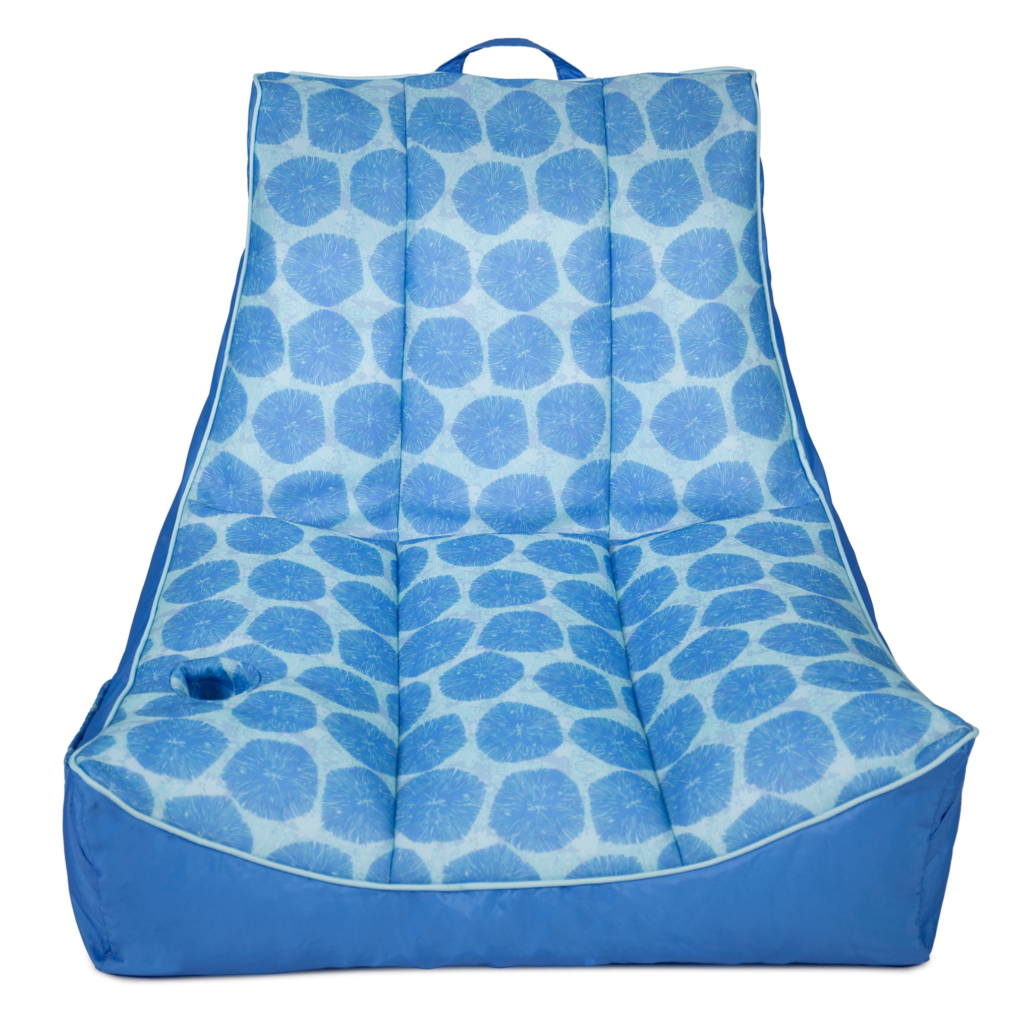 Big Joe Captain's Float No Inflation Needed Pool Lounger, Coral Bloom Double Sided Mesh, Quick Draining Fabric, 3 feet