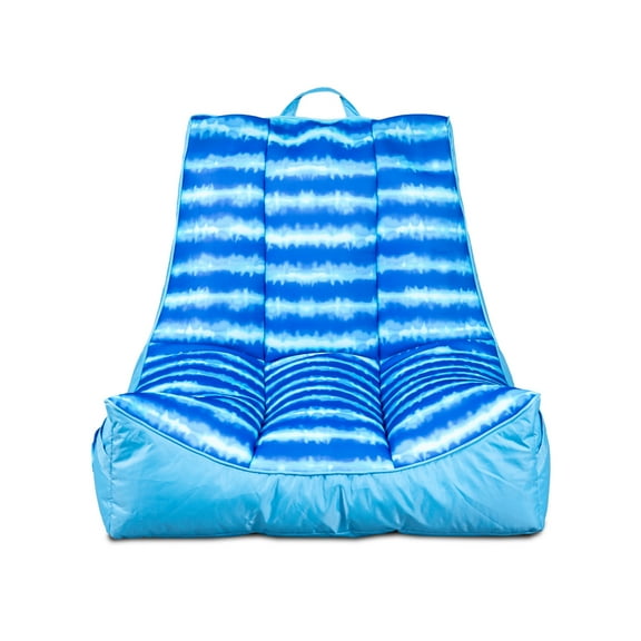 Big Joe Captain's Float No Inflation Needed Pool Lounger, Ripple Blue Double Sided Mesh, Quick Draining Fabric, 3 feet