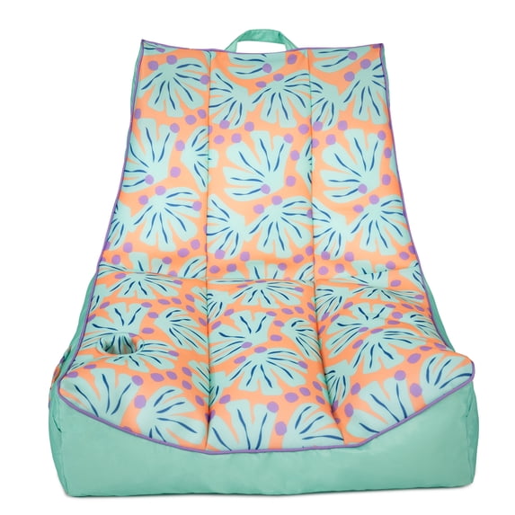Big Joe Captain's Float No Inflation Needed Pool Lounger, Sweet Shells Peach Double Sided Mesh, Quick Draining Fabric, 3 feet