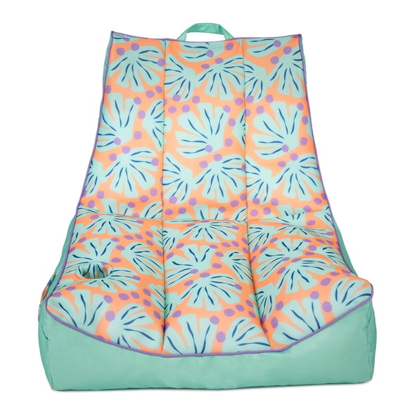 Big Joe Captain's Float No Inflation Needed Pool Lounger, Sweet Shells Peach Double Sided Mesh, Quick Draining Fabric, 3 feet