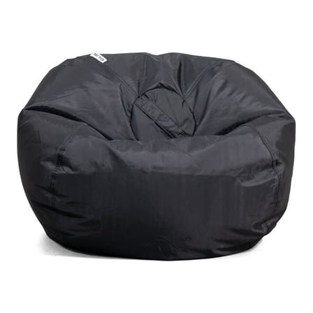 Big Joe Classic Bean Bag Chair for Kids Bedroom and Reading Nook, Easy-Clean Stretch Limo Black, Durable Nylon Polyester Blend, 2 feet Refillable