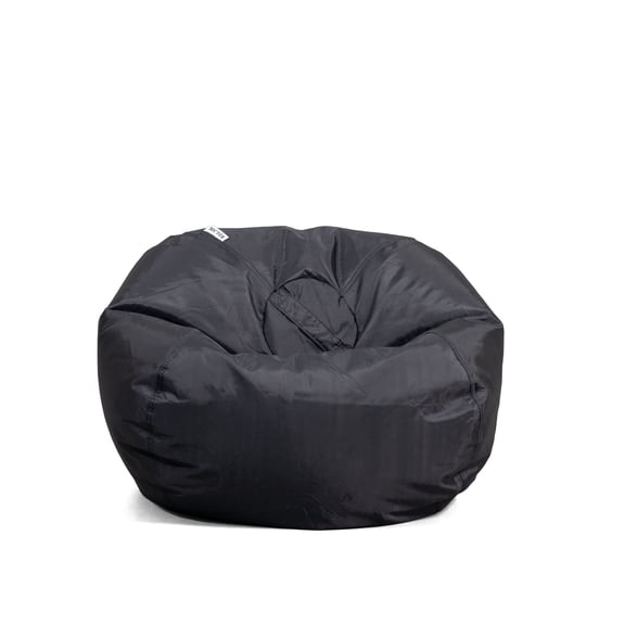 Big Joe Classic Kids Bean Bag Chair, 2 ft Round, Black, Easy-Clean SmartMax Fabric, Refillable with Built-in Handle