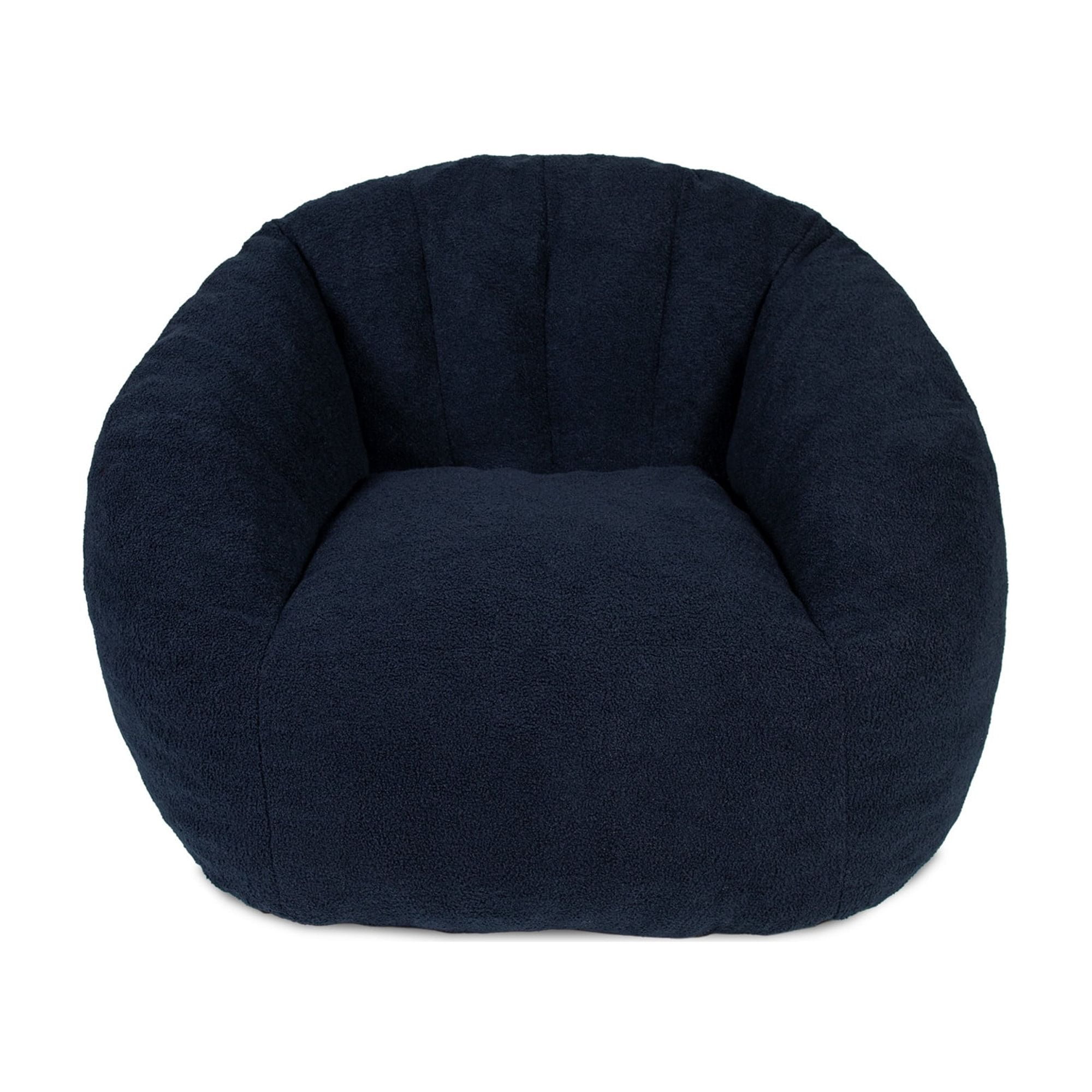 Big Joe Cloudberry Bean Bag Chair, Foam-Filled Structured Seat, Teddy Boucle, Deep Blue, Adults