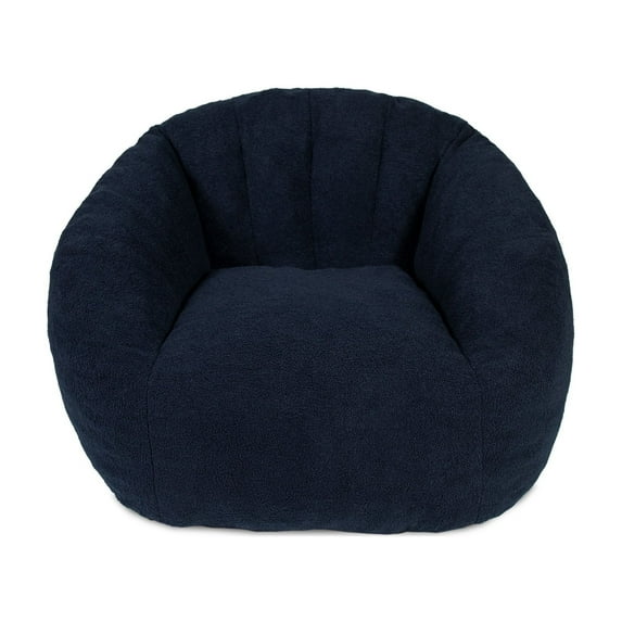 Big Joe Cloudberry Foam-Filled Structured Bean Bag Chair, Deep Blue Teddy Boucle