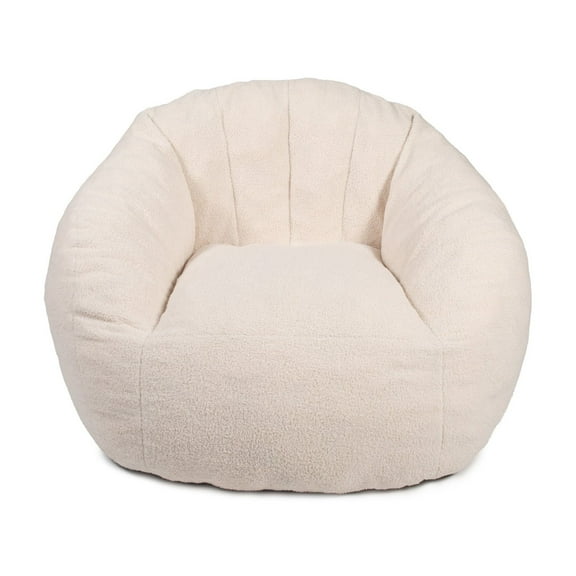 Big Joe Cloudberry Foam-Filled Structured Bean Bag Chair, Icing Teddy Boucle