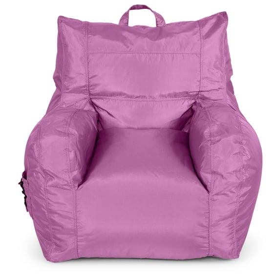 Big Joe Dorm Bean Bag Chair with Drink Holder and Pocket for Teens and Kids, Radiant Orchid, Durable Easy-Clean Polyester Nylon Blend, 3 foot Gaming and Reading Nook Seat, Refillable