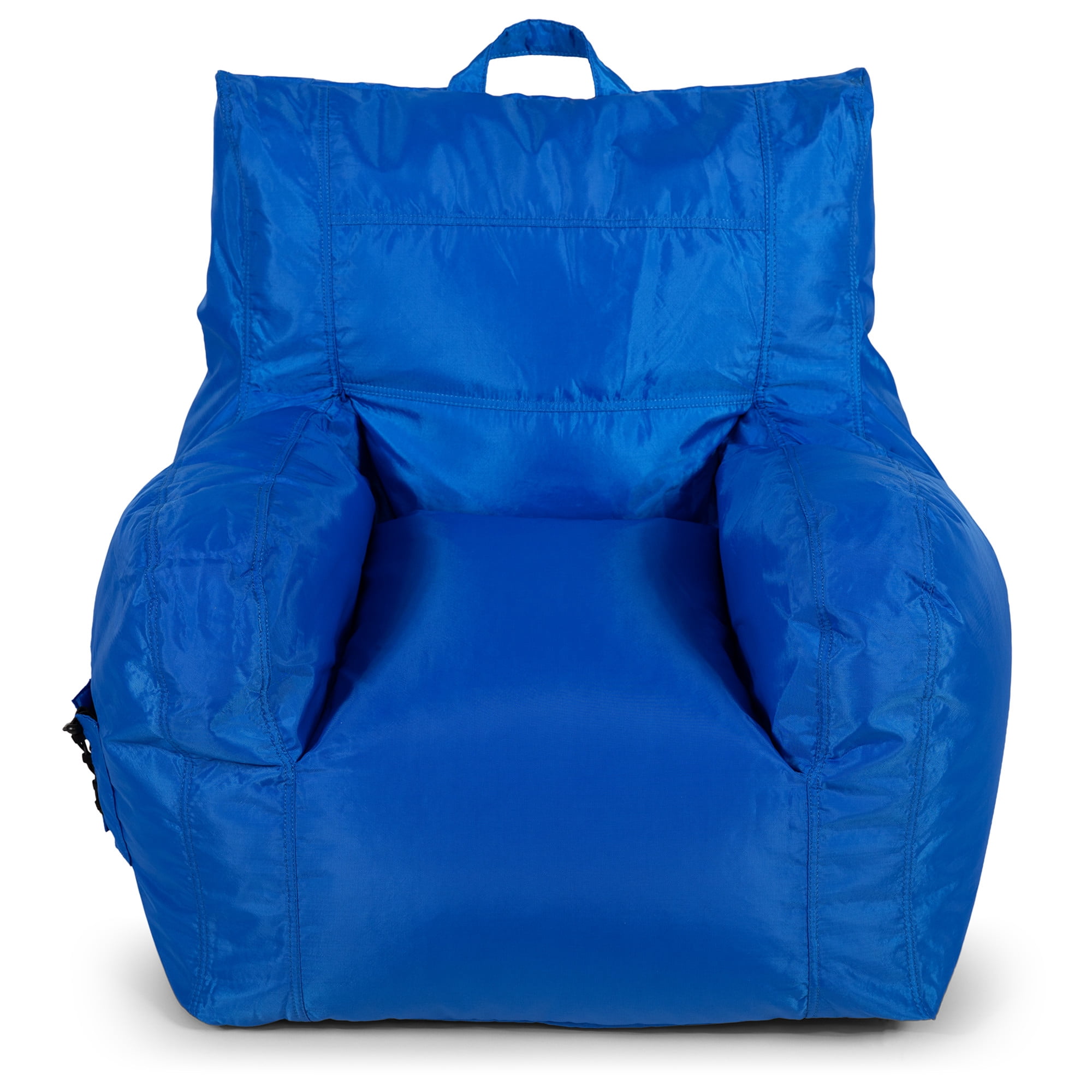 Big Joe Dorm Bean Bag Chair with Drink Holder and Pocket for Teens and Kids, Sapphire, Durable Easy-Clean Polyester Nylon Blend, 3 foot Gaming and Reading Nook Seat, Refillable