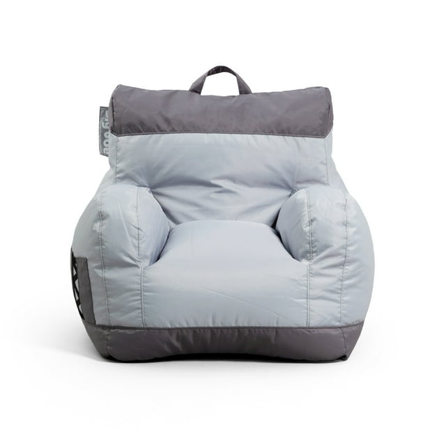 Big Joe Dorm Bean Bag Chair with Drink Holder and Pocket, Two Tone Gray