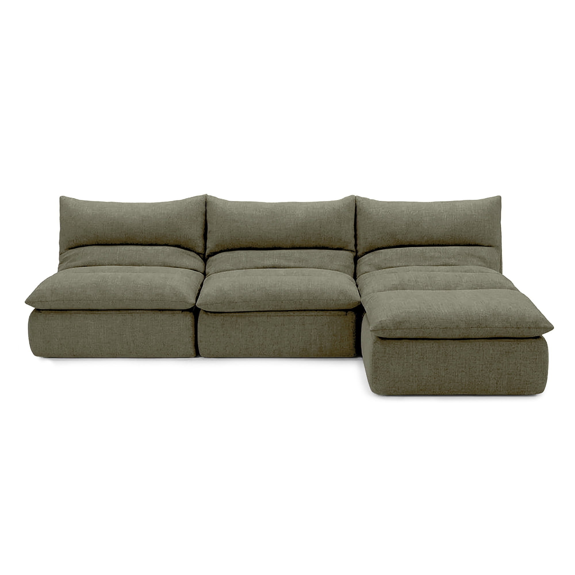 Big Joe Driftscape Modular Sectional Sofa, 4 Piece Couch, Olive Green