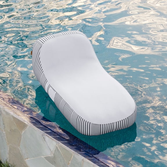 Big Joe Dryside Inflatable Pool Lounger for Adults, Fade Resistant Olefin Fabric Inflatable Pool Chaise, Shoreline Gray, 5.5 feet Single