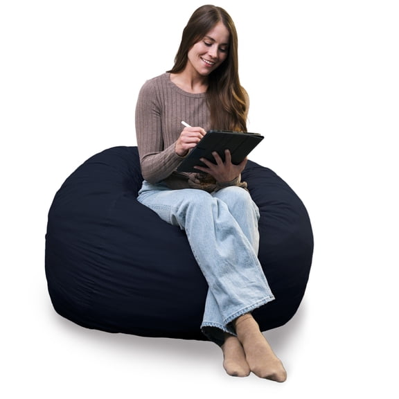 Big Joe Fuf 4Ft Foam Bean Bag Chair with Removable Cover for Kids, Teens, Cobalt Lenox, Durable Woven Polyester, 4 foot Large Reading and Gaming Seat