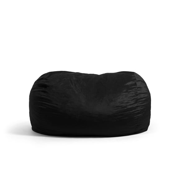 Big Joe Fuf 7Ft Giant Foam Bean Bag Chair, Oversized Couch with Removable Cover for Kids, Teens, Adults, Jet Black Plush, Soft Polyester, 7 Foot