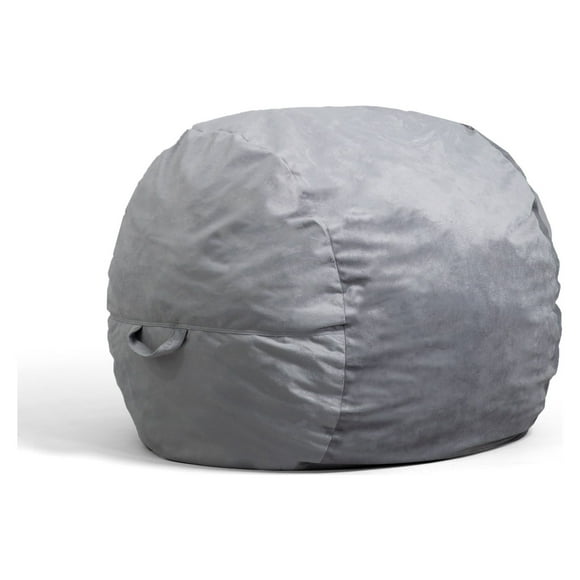 Big Joe Fuf Foam Filled Bean Bag Chair, Gray Plush, Soft Polyester