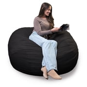 Big Joe Fuf 5Ft Oversized Foam Bean Bag Chair for Kids, Teens, Adults, Onyx Lenox, Durable Woven Polyester, 5 foot Large Reading and Gaming Seat