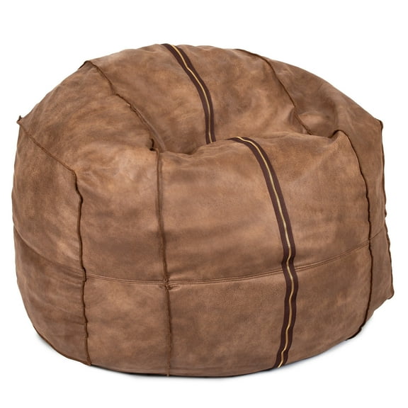 Big Joe Fuf 4Ft Foam Bean Bag Chair with Removable Cover for Kids, Teens, Coffee Soft Vegan Leather, 4 foot Large Reading and Gaming Seat