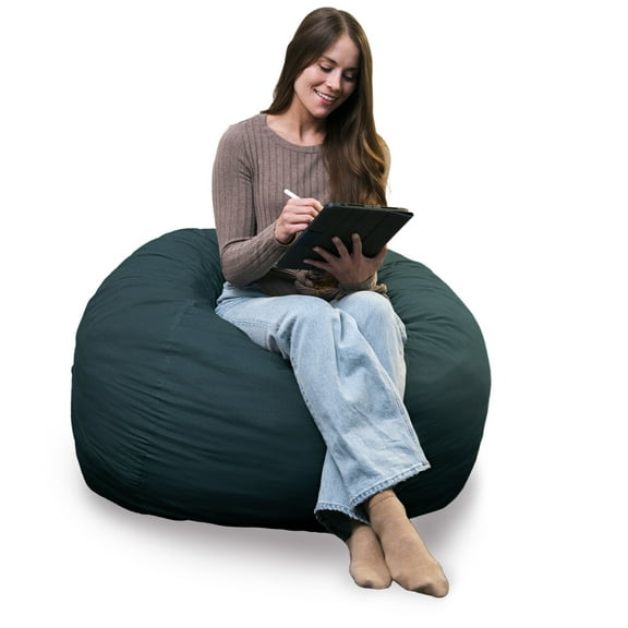Big Joe Fuf 4Ft Foam Bean Bag Chair with Removable Cover for Kids, Teens, Deep Sea Velveteen, Durable Woven Polyester, 4 foot Large Reading and Gaming Seat