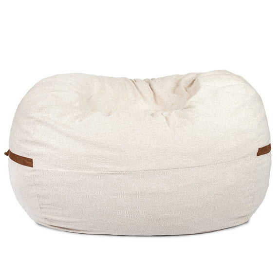 Big Joe Fuf 7Ft Giant Foam Bean Bag Chair, Oversized Couch with Removable Cover for Kids, Teens, Adults, Sandstone Textured Boucle, 7 Foot
