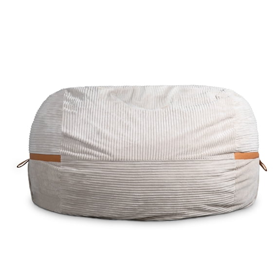 Big Joe Fuf 8Ft Giant Foam Bean Bag Chair, Oversized Couch with Removable Cover for Kids, Teens, Adults, Vanilla Latte Corded Plush, 8 Foot