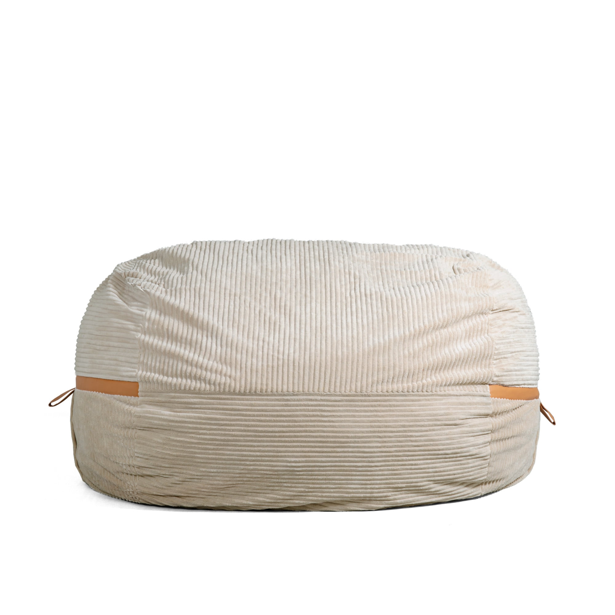 XXL Vanilla Latte Corded Plush Bean Bag Chair with Removable Cover