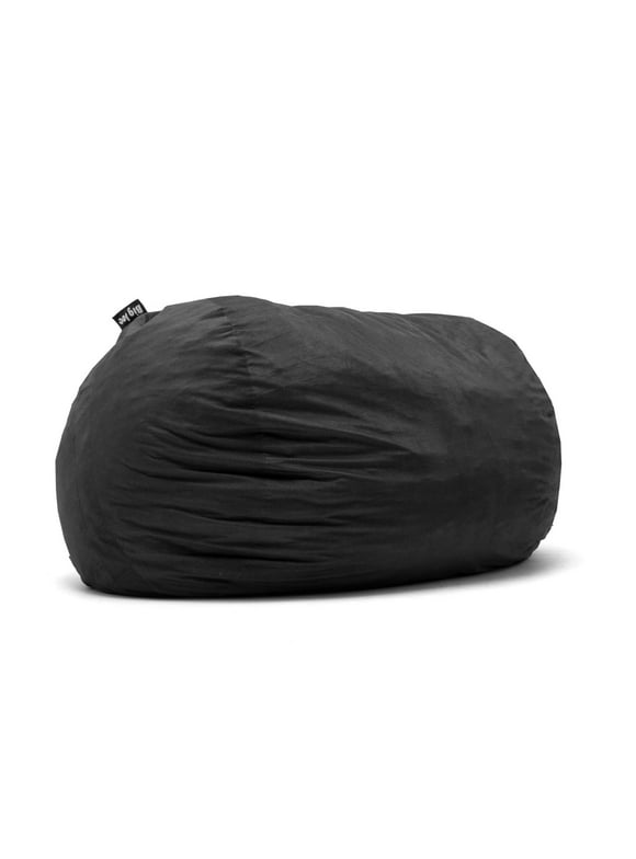 Big Joe Fuf XXL Foam Filled Bean Bag Chair with Removable Cover, Black Lenox, 6 feet Giant