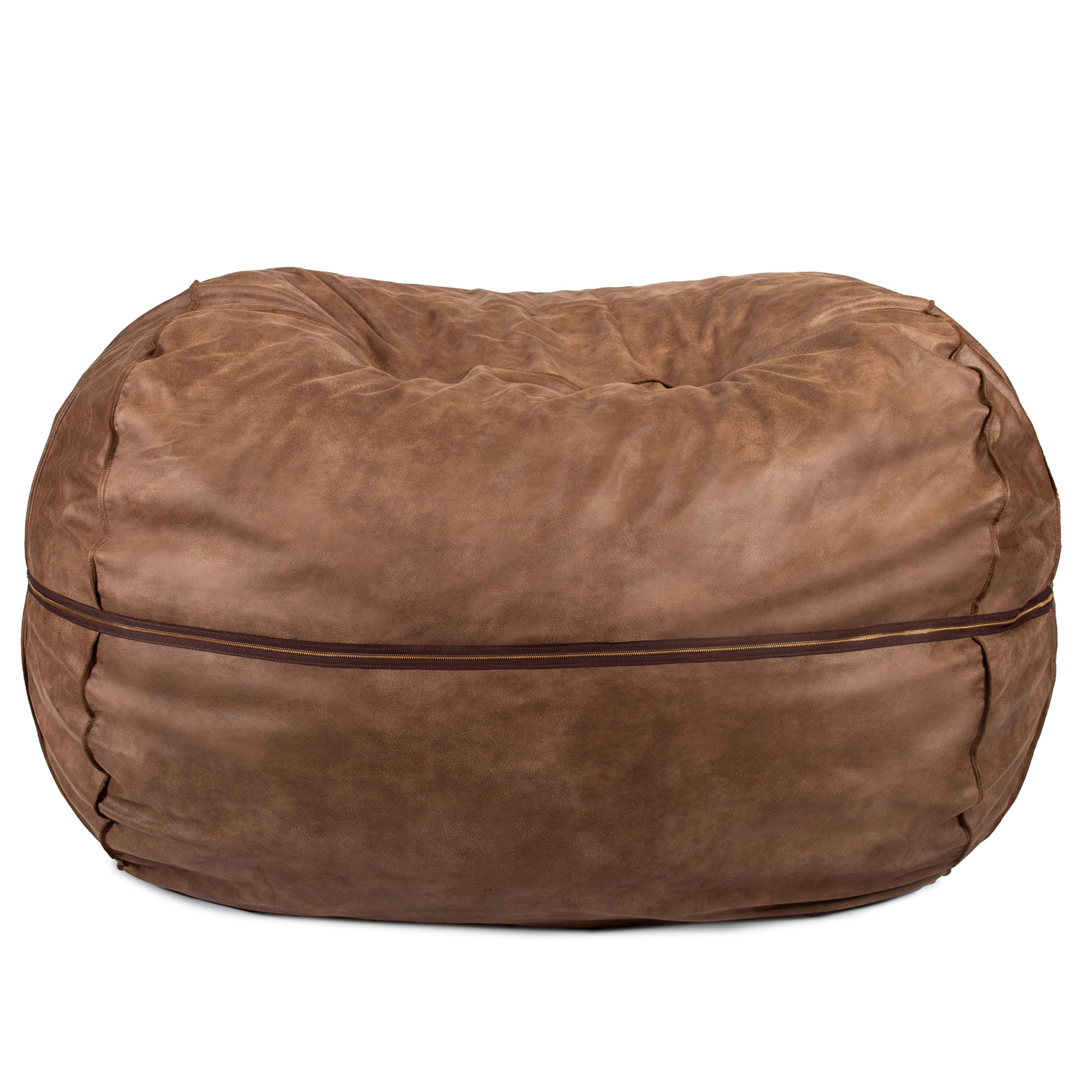 Big Joe Fuf 8Ft Giant Foam Bean Bag Chair, Oversized Couch with Removable Cover for Kids, Teens, Adults, Coffee Soft Vegan Leather, 8 Foot