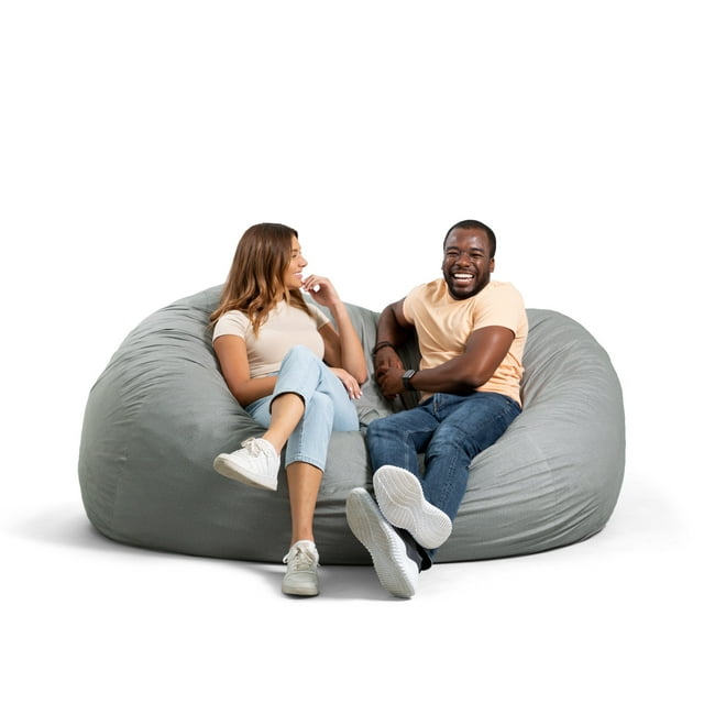 Big Joe Fuf XXL Foam Filled Bean Bag Chair with Removable Cover, Fog