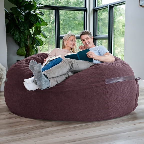 Big Joe Fuf 8Ft Giant Foam Bean Bag Chair, Oversized Couch with Removable Cover for Kids, Teens, Adults, Merlot Cloudweave, 8 Foot