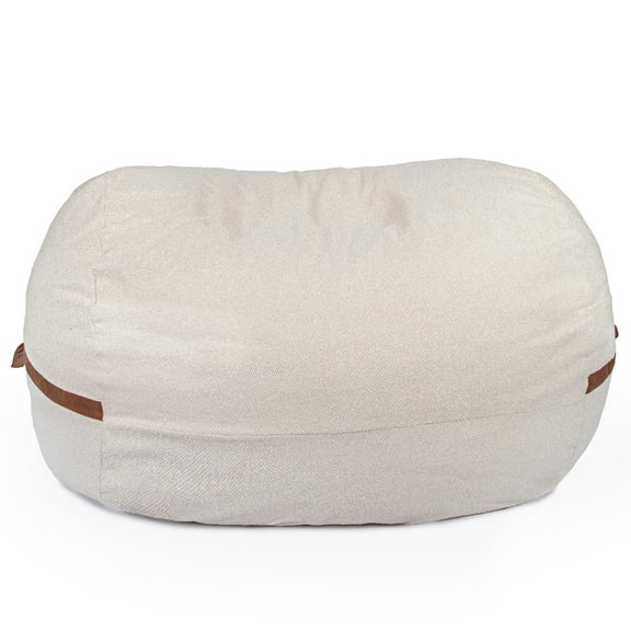 Big Joe Fuf 7Ft Giant Foam Bean Bag Chair Couch with Removable Cover for Kids, Teens, Adults, Sandstone Textured Boucle, 7 foot Oversized