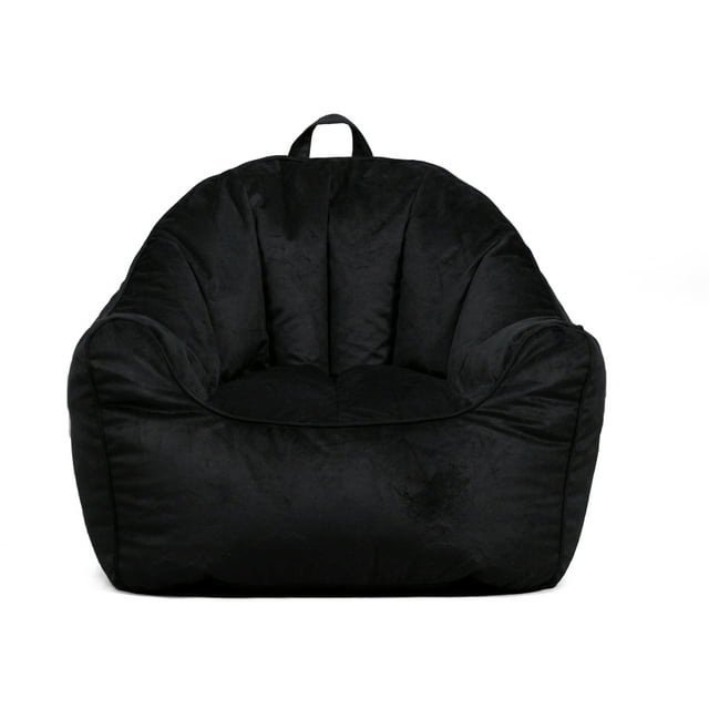 Big Joe Hug Bean Bag Chair, Black Plush, Soft Polyester, 3 feet