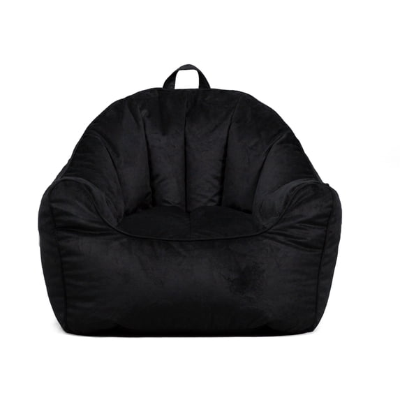 Big Joe Hug Bean Bag Chair, Black Plush, Soft Polyester, Kids/Teens, 3 feet