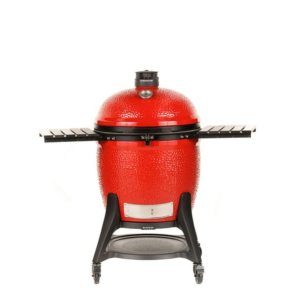 Big Joe™ III 24-inch Charcoal Grill in Red with Cart, Side Shelves, Grill Gripper, and Ash Tool