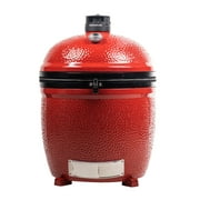 Big Joe  III 24-inch Standalone Charcoal Grill in Red, Side Shelves, Grill Gripper, and Ash Tool
