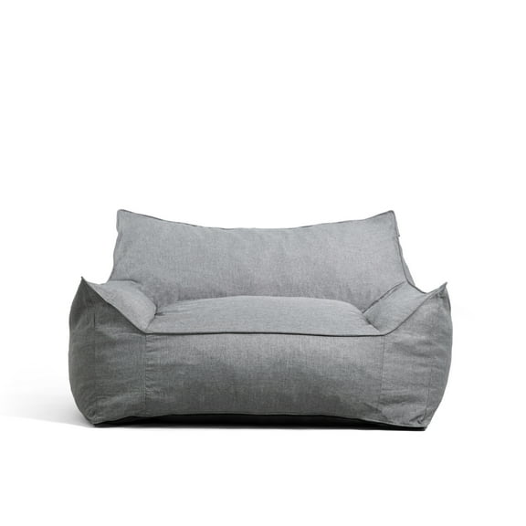 Big Joe Imperial Fufton Foam Filled Bean Bag Sofa with Removable Cover, Gray Union, Durable Woven Polyester, 5 feet Giant