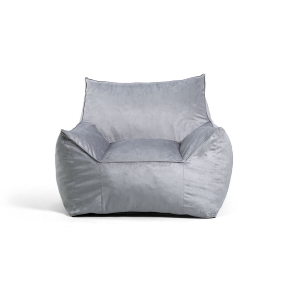 Big Joe Imperial Lounger Foam Filled Bean Bag Armchair with Removable Cover, Gray Plush, Soft Polyester, 4 feet Big