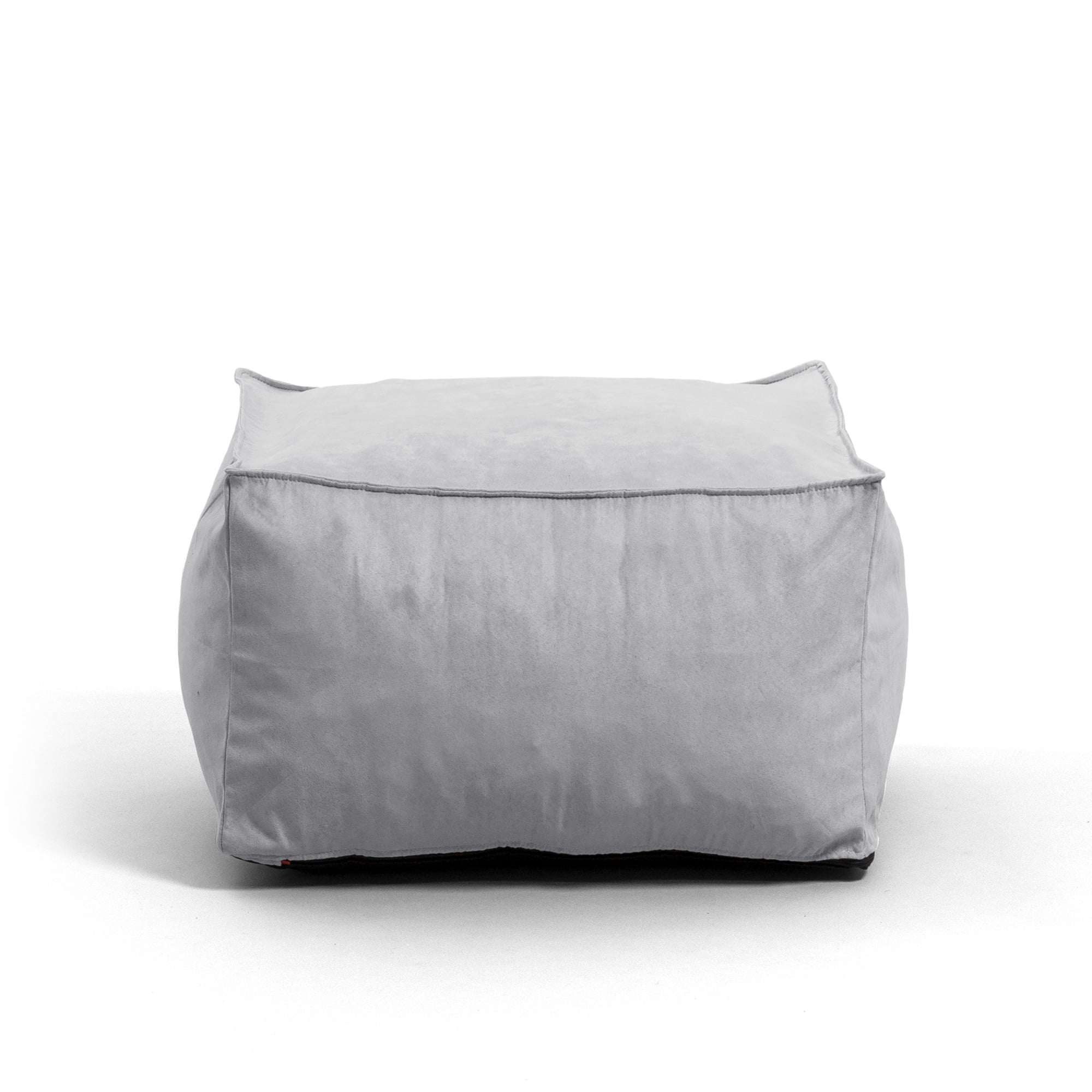 Imperial Gray Plush Shredded Foam 24.5'' Wide Pouf Ottoman