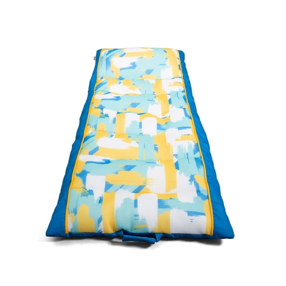 Open Box Big Joe Kona No Inflation Needed Pool Lounger with Headrest, Paintbrush Yellow Double Sided Mesh, Quick Draining Fabric, 5.5 feet Big
