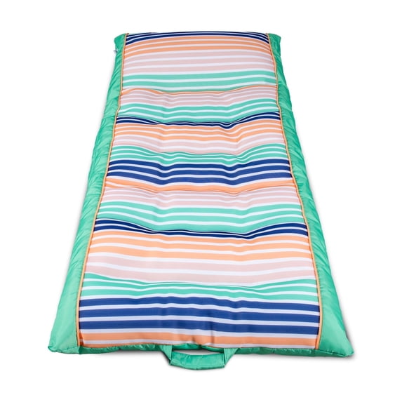 Big Joe Kona Pool Float, Rivera Stripe Turqoise, Doubled-Sided Mesh, Quick Draining Fabric, No Inflation Needed