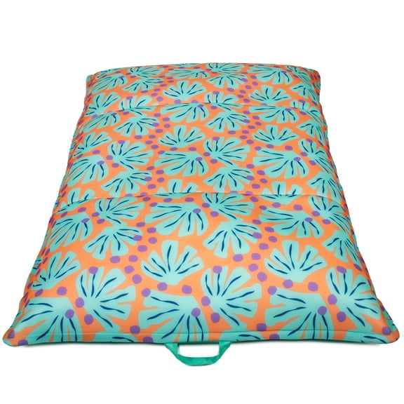 Big Joe Lagoon Lounger No Inflation Needed Pool Float, Sweet Shells Peach Double Sided Mesh, Quick Draining Fabric, 5 feet Giant